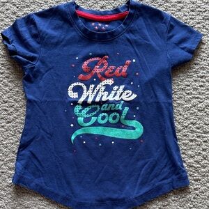 Source Unknown Navy Short-Sleeve Graphic Tee with Red, White, Teal Print